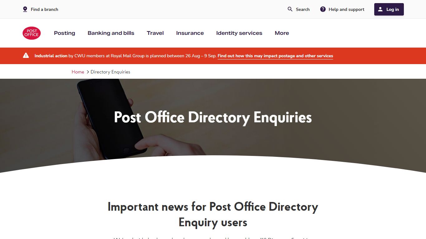 Directory Enquiries | Post Office